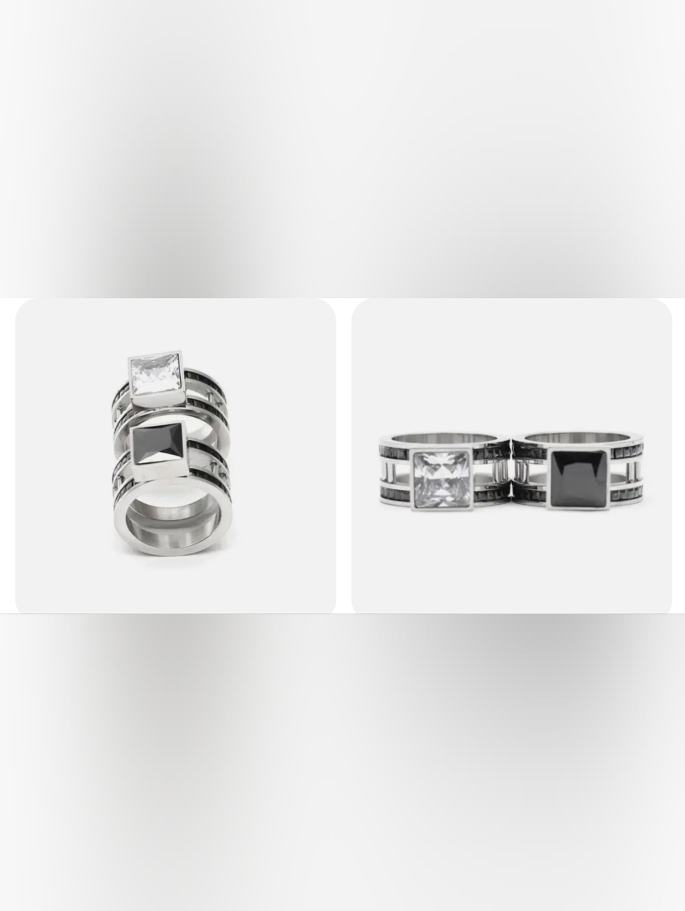 Silver-Tone Openwork Ring with Square Clear Stone